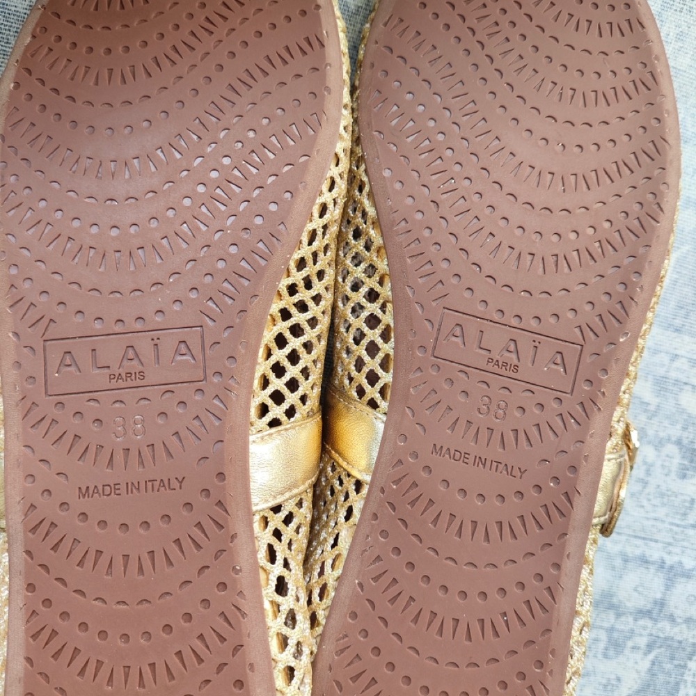 Alaia Gold Mesh Mary Jane Flats with Buckle Strap - Picture 6 of 6